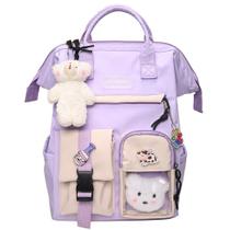 Mochila de nylon impermeável Cute Preppy para mulheres roxa