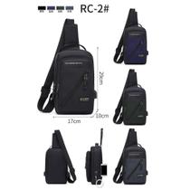 Mochila de Ombro Transversal Compacta Unilateral USB Trava de Código Resistente água