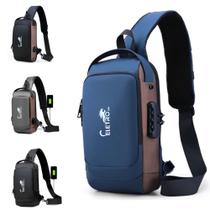 Mochila de Ombro Transversal Portátil Viagens com Trava Antifurto Eletromex EL-3803 Mochila de Ombro Transversal Portátil Viagens com Trava Antifurto Eletromex EL-3803