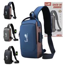 Mochila de Ombro Transversal Portátil Viagens com Trava Antifurto Mochila de Ombro Transversal Portátil Viagens com Trava Antifurto