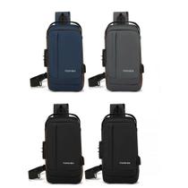 Mochila De Peito Masculina À Prova D'água Com Trava De Código Usb Alta Qualidade