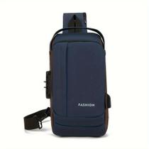 Mochila De Peito Masculina À Prova D'água Com Trava De Código Usb Alta Qualidade