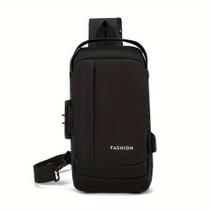 Mochila De Peito Masculina À Prova D'água Com Trava De Código Usb Alta Qualidade