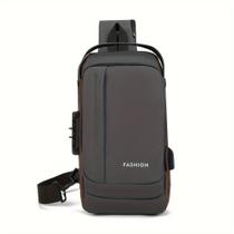 Mochila De Peito Masculina À Prova D'água Com Trava De Código Usb Alta Qualidade