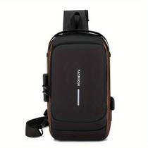 Mochila de Peito OEM à Prova D'água em PU para Notebook 8 Polegadas Preto Dourado com Porta USB Mochila de Peito OEM à Prova D'água em PU para Notebook 8 Polegadas Preto Dourado com Porta USB