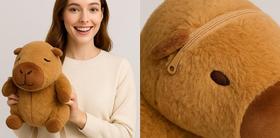 Mochila De Pelúcia Capivara Menina Infantil Marrom Claro