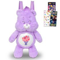 Mochila de pelúcia Care Bears de 43 cm Share Bear com adesivos Mochila de pelúcia Care Bears de 43 cm Share Bear com adesivos