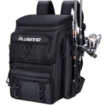Mochila de pesca PLUSINNO 42L com suporte de vara resistente à água