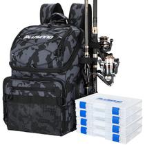 Mochila de Pesca PLUSINNO con Soportes para Cañas y Enfriador 45L