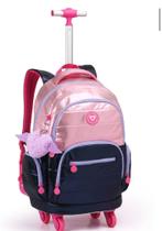 Mochila De Roda 19" Laptop 360º Color Up Passeio Escolar Viagem Feminina Metalizada