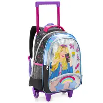 Mochila de Rodas e Costas Menina Boneca Selfie Preto