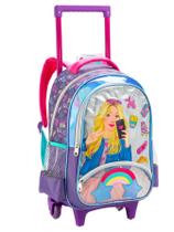 Mochila de Rodas e Costas Menina Boneca Selfie Rosa