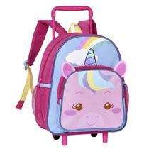 Mochila de Rodas Escolar Oficial Clio Pets Unicórnio Cor:Rosa