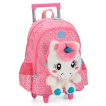 Mochila De Rodas Unicornio Com Orelha 3D Petit Pink - Luxcel