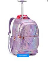 MOCHILA DE RODINHA 360º HOLOGRAFICA WAVE ROSA COLOR UO ESCOLAR FEMININA
