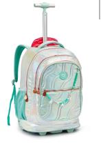 MOCHILA DE RODINHA 360º HOLOGRAFICA WAVE ROSA COLOR UO ESCOLAR FEMININA