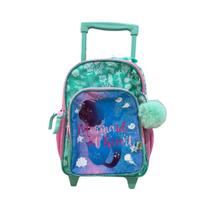 Mochila de Rodinha Chenson Sereia Com Pompom Estampa Mochila de Rodinha Chenson Sereia Com Pompom Estampa