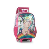 Mochila de Rodinha Desenho de Unicórnio com 3 Alças