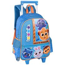Mochila De Rodinha E Costas Escolar Infantil Bolofofos Oficial Azul