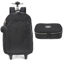Mochila De Rodinha E Estojo Box Crinkle Preto Up4You Viagem