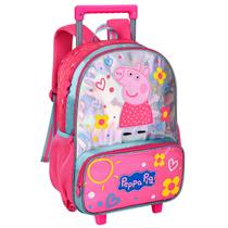 Mochila De Rodinha Escolar Creche Infantil Media Menina Peppa Pig Oficial Rosa