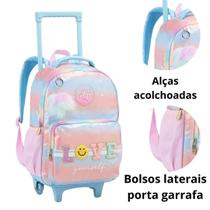 Mochila De Rodinha Escolar Feminina Com Patches