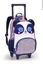 Mochila De Rodinha Escolar Infantil Menina Gato/Panda Premium