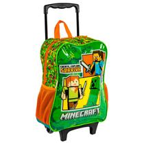 Mochila De Rodinha Escolar Infantil Menino Minecraft Creeper Sestini