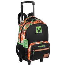 Mochila De Rodinha Escolar Infantil Menino Minecraft Outdoors Creeper Sestini Oficial
