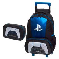 Mochila de Rodinha + Estojo Box Playstation Dual Sense Preto