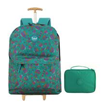 Mochila de Rodinha Feminina Juvenil Resistente Estampada + Estojo