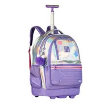 Mochila De Rodinha Holográfica Espaçosa Rebecca Bonbon Escolar Juvenil Original Licenciada Com Chaveiro Decorativo Clio