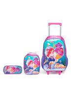 Mochila De Rodinha Infantil Escolar Estojo Lancheira Menina