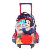 Mochila de Rodinha Infantil Feminina Branca de Neve Disney Azul