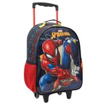 Mochila de Rodinha Infantil Homem-Aranha Black Basic 16 Polegadas Rodas em Gel