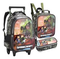 Mochila de Rodinha Infantil Masculina Gamecraft Kit Lancheira e Estojo Mochila de Rodinha Infantil Masculina Gamecraft Kit Lancheira e Estojo