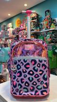 Mochila de Rodinha Infantil Puket Onça Fantástica Lilás