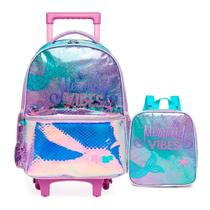 Mochila De Rodinha + Lancheira Térmica Pack Me Fundo Do Mar