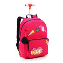 Mochila de rodinha love rosa 17''