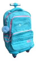 Mochila De Rodinha Turquesa Stitch Infantil Carrinho Luxcel