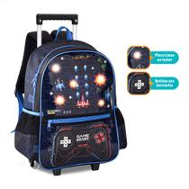 Mochila De Rodinha Vídeo Game Com Luz Infantil Escolar Gamer