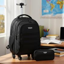 Mochila De Rodinhas 360o Haste em Aluminio E Estojo Duplo Escolar Juvenil Masculino