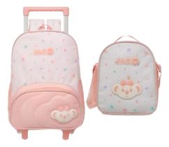 Mochila de Rodinhas alças com Lancheira Lilica Aquarela
