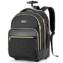 Mochila de Rodinhas Arcoyard Small para Mulheres - Cores Preto e Dourado