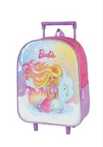 Mochila de Rodinhas Barbie Sereia Escolar para Crianças