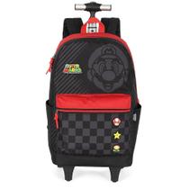 Mochila de Rodinhas Com Alça Luxcel Mario Bros Patch Vermelho Mochila de Rodinhas Com Alça Luxcel Mario Bros Patch Vermelho