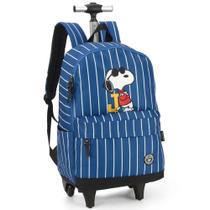 Mochila de Rodinhas Com Alça Luxcel Snoopy Azul