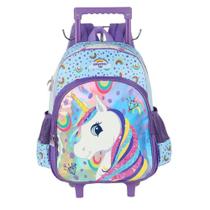 Mochila de Rodinhas Com Alça Luxcel Up4You Unicórnio Violeta