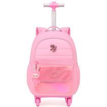 Mochila de Rodinhas com Compartimento para Notebook Bolsos Espaçosos Alça Telescópica Confortável Design Ergonômico Material Escolar Infantil Menina Mochila de Rodinhas com Compartimento para Notebook Bolsos Espaçosos Alça Telescópica Confortável Design Ergonômico Material Escolar Infantil Menina