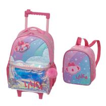 Mochila De Rodinhas com Lancheira Lilica Super Star